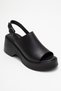 Power Black Skin Genuine Leather Women's Wedge Heeled Sandals - 3