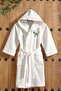 Bayaz Triga Hooded Cotton Children's Bathrobe - Palm Tree Embroidered - 3