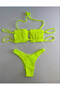 Women's Neon Green String Tie-Up Gathered Strapless Bikini Suit Hzl25S-Lc2226 - 2