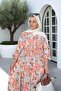 Cotton Floral Patterned Summer Robe Dress Blue-Pink-Beige Grape - 6