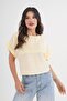 Front Laced Short Sleeve Yellow Blouse - 4