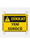 Yellow Black Color Attention New Driver Written Car Glass Auto Accessory with Hanger Suction Cup - 2