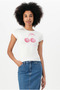 Women's White Slim Fit T-Shirt - Cherry Printed'Gliss' Written - 2