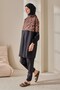 Short Zippered Patterned Swimsuit Tunic Brown