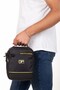 Men's Quatro Fabric Hand and Shoulder Bag - Black - Yellow - 2