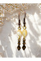 Brown Natural Stone Earrings 8mm Barley Cut – Dark Copper Zamak Geometric Earrings with Minimal Hook 5.5cm - 3