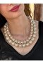 Gold Yellow Chain Pearl String Women's Necklace 25 cm - 2