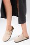 Juno Genuine Suede Beige Color Orthopedic Cork Sole Women's Slippers - 4