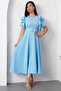 Atlas Dress with Ruffled Sleeves and Belt DKS1213 - 4