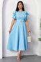 Atlas Dress with Ruffled Sleeves and Belt DKS1213