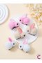 Set of 6 White Pink Beige Rabbit Soft Lined Clip Buckles - Baby Girl Children's Clip Hair Clips - 6