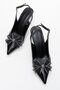 Ribbon Stone Women's Heeled Shoes Black Rugan - 8