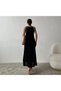 Women's Black Lined Halter Neck Dress - 2
