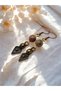 Rodonite Natural Stone Earrings 8mm – Dark Copper Color Zamak Geometric Bohemian Earrings with Hook 5cm |   Handmade - 3