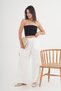 White Loose Trousers with Ripped Legs and Elastic Waist - 2