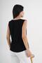 Double Breasted Cut Black Blouse with Wrap Tie Detail - 3