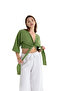 2 Layer 100% Cotton Muslin Tie-Up Blouse Crop - 2