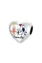 Family Heart Bead Silver Charm