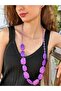 Purple Beaded Long Women's Necklace 40 cm - 2