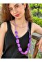 Purple Beaded Long Women's Necklace 40 cm - 3