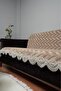 Plush Cotton Sofa Cover with Lace Embroidery Non-Slip Sofa Bed/Sofa Cover with Sponge Base | - 3