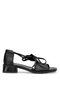 Elit Zeyn 8155 Women's Genuine Leather Heeled Sandals Black