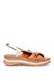 Elit Zeyn 8066 Women's Genuine Leather Wedge Heel Sandals Brown