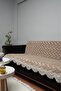 Plush Cotton Sofa Cover with Lace Embroidery Non-Slip Sofa Bed/Sofa Cover with Sponge Base | - 4