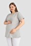 Cotton Lycra Gray Short Sleeve Maternity T-Shirt Comfortable and Breathable Maternity Clothing - 2