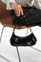 Black Patent Leather Women's Shoulder and Shoulder Bag 13X30 Size - 3