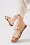 Rencas Double Tape Velcro Women's Genuine Leather Slippers Nut Skin