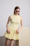 Women's Yellow Poplin Skirt Short Balloon Dress - 4