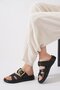 Oresla Single Buckle Women's Slippers Black Skin - 2