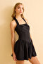 Nina Black Mini Dress - 3