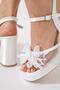 Nozis Mesh Stone Platform Women's Evening Dress Shoes White Satin - 4