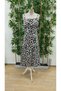 Women's Leopard Print Slit Strap Leopard Print Midi Single Jersey Dress - 5