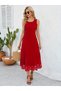 Women's Skirt Floral Patterned Sleeveless Midi Length Imported Crepe Dress - 4