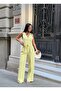 Women's Yellow Linen Suit Vest and Palazzo Pants - 4