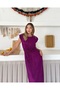Women's Plum Pleated Tie-Detail Dress - 5
