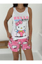 Hello Kitty Baskılı Kadın Şortlu Pijama Takımı - Pamuklu Rahat Ev Giyim - 3