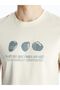 Beige Crew Neck Short Sleeve Printed Combed Cotton Men's T-Shirt - 4