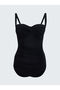 Lcw Dream Black Stitched Padded Women's Swimsuit with Drawstring Detail