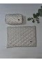 White Crispy Flower Laptop Case-Pencil Bag Set (13-14 Inch)