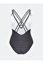 Lcw Dream Black Striped Women's Swimsuit with Removable Pads - 2