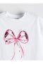 Lcw Kids White Crew Neck Bow Printed Girls T-Shirt - 3