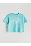 Lcw Crew Neck Girl's Crop T-Shirt