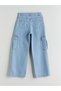 Lcw Kids Indigo Wideleg Girls Cargo Jean Pants - 3