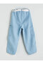Blue Girls' Balloon Jeans with Elastic Waist - 3