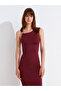91493 Accessory Detailed Asymmetrical Dress-Claret Red - 5