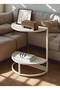 Modern Simple Semicircular Side Table for Bedroom, Double-Layer Storage Light Luxury Side Table - 2